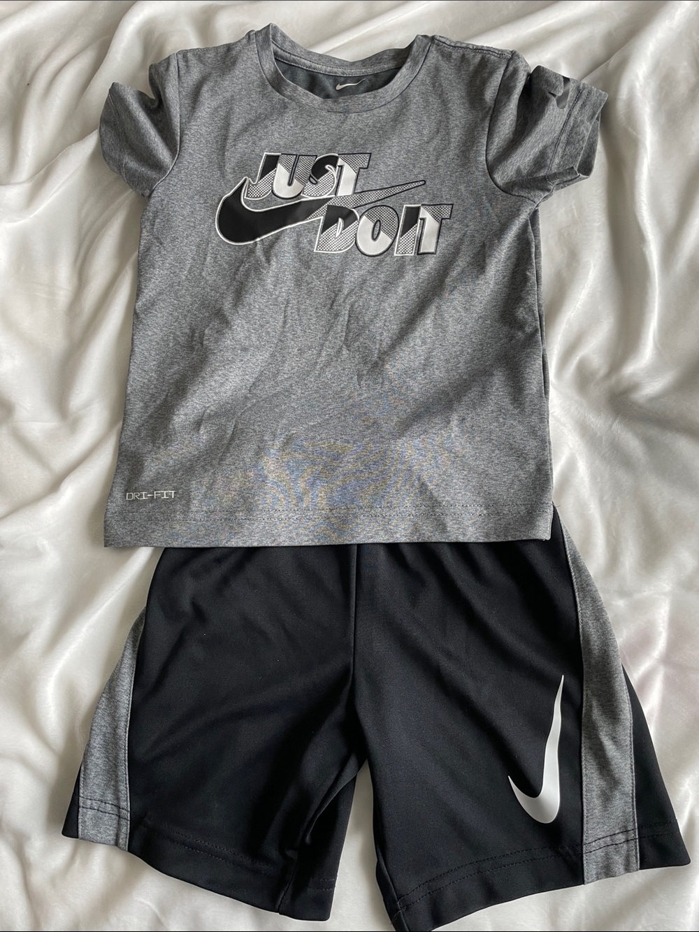 Nike Gray Tee and Black Athletic Shorts Set
